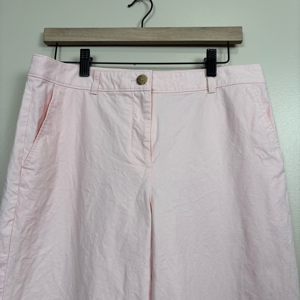 J. Crew Pants Womens 8‎ Pink Full Length Wide Leg Cotton Linen Blend Trouser - Picture 2 of 9